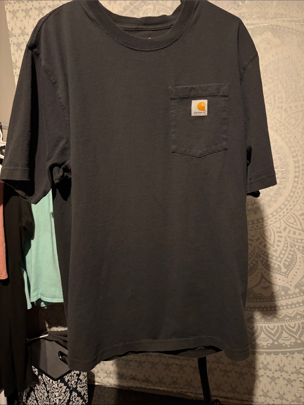 Carhartt Black Short-Sleeve Pocket Tee with Logo Patch